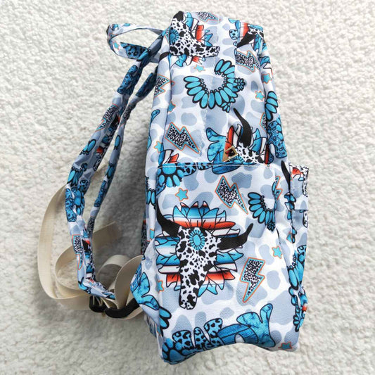 BA0076 Blue Howdy Western Print Little Bag Bagpack