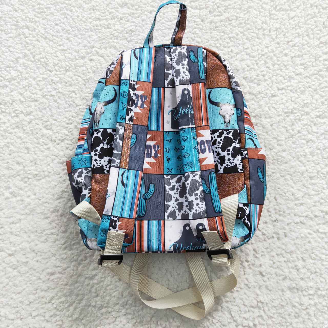 BA0077 Blue Howdy Western Print Little Bag Bagpack