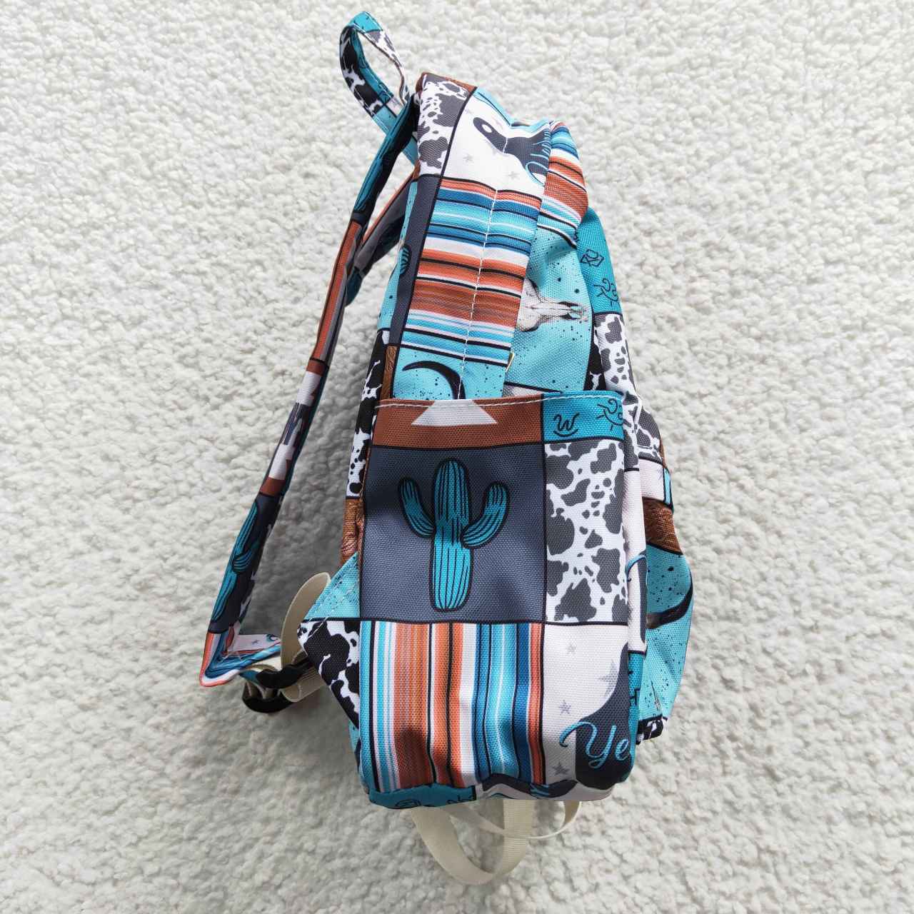 BA0077 Blue Howdy Western Print Little Bag Bagpack
