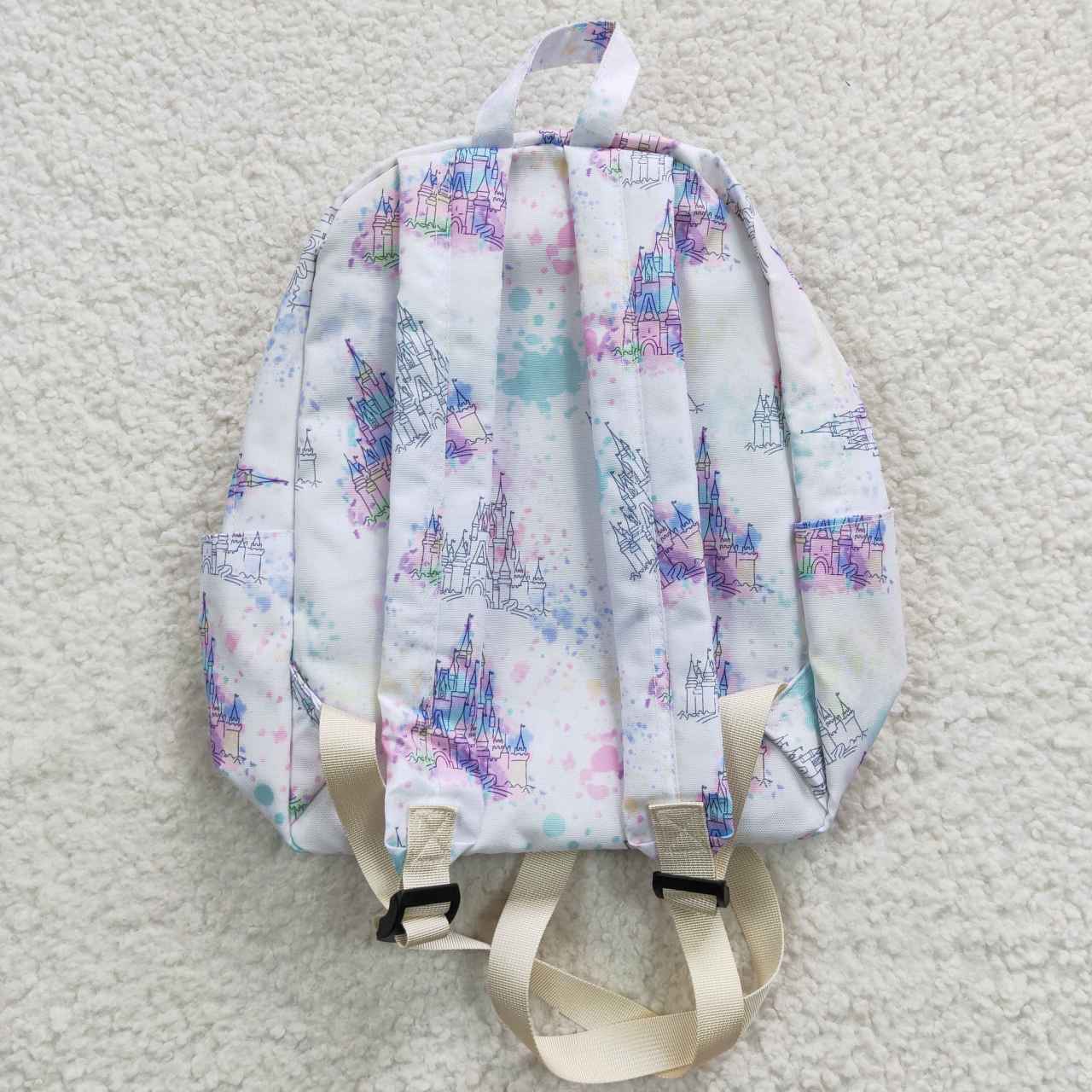 BA0079 Purple Castle Print Little Bag Bagpack