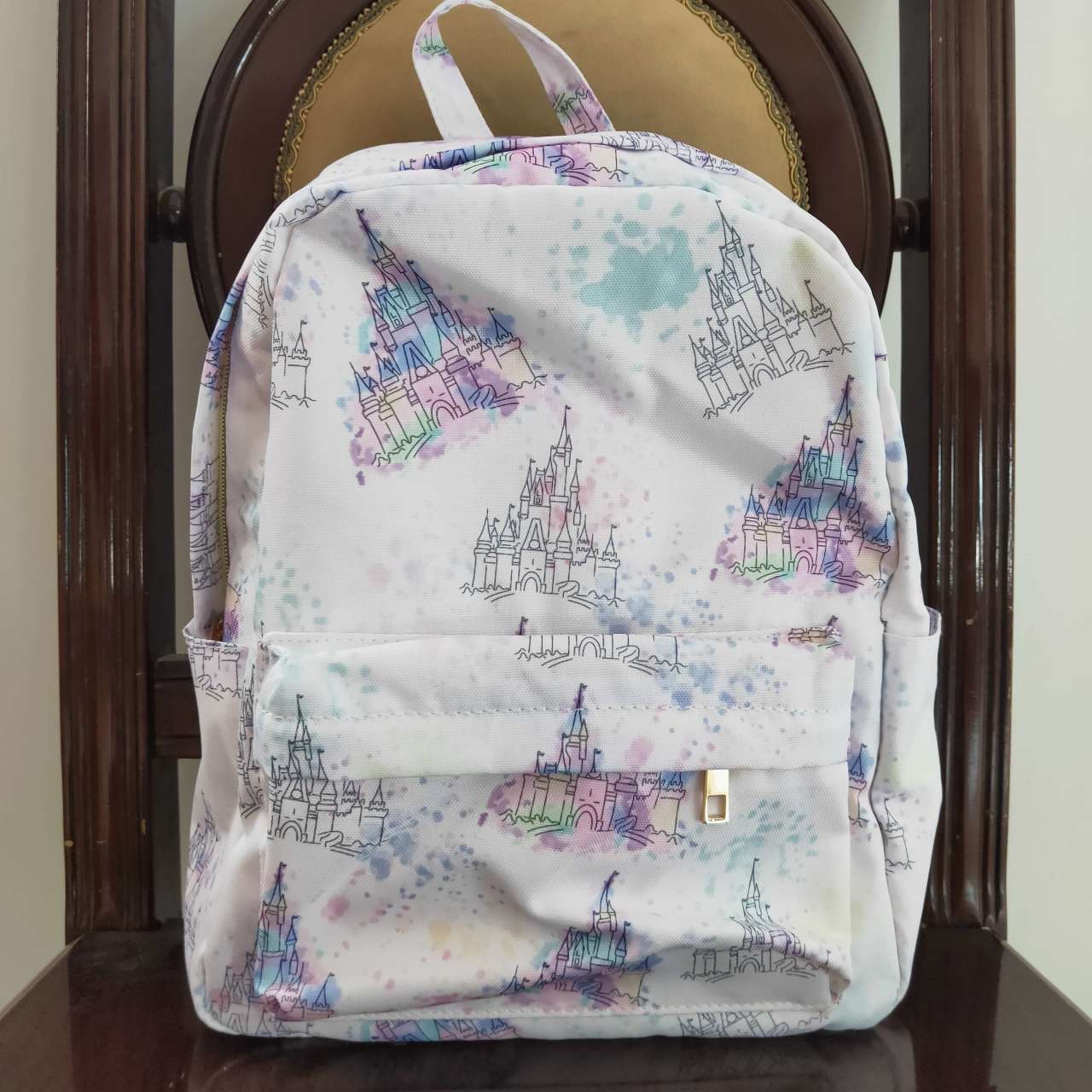 BA0079 Purple Castle Print Little Bag Bagpack