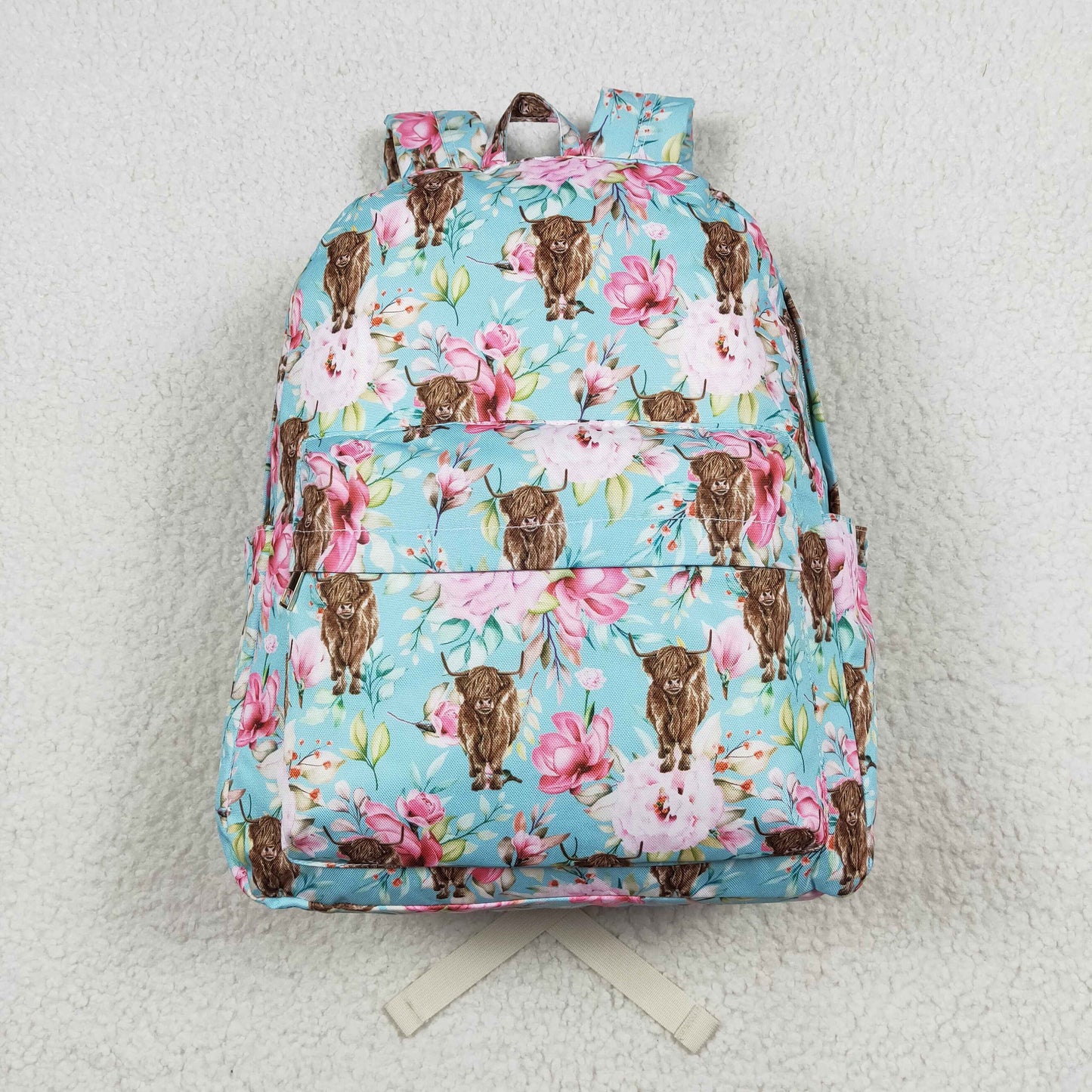 BA0081 Alpine cow flower light blue backpack high quality kids school bag RTS Free Shipping Over 2 KG