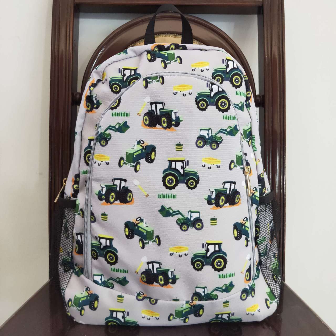 BA0085 Green Farm Truck Print Little Bag Bagpack RTS Free Shipping Over 2 KG