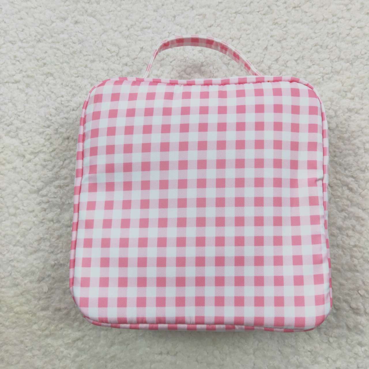 BA0088 Pink Plaid Print Lunchboxes Food Bag Bagpack