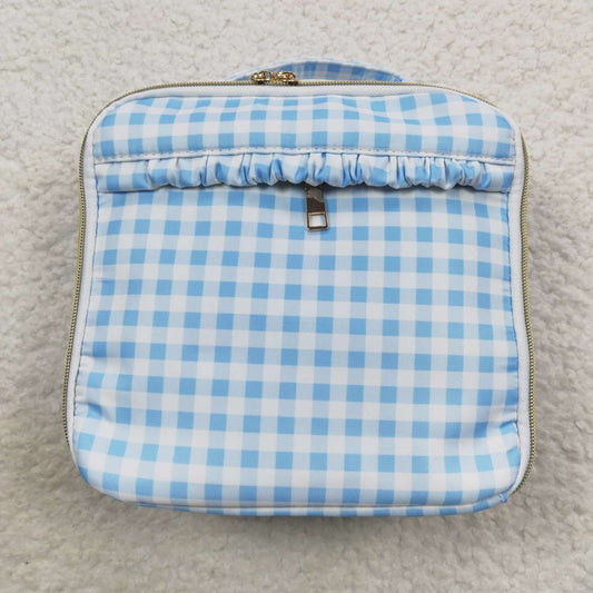 BA0089 Blue Plaid Print Lunchboxes Food Bag Bagpack