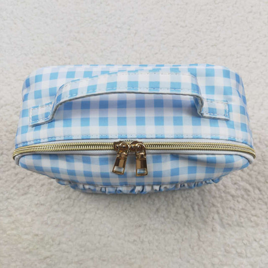 BA0089 Blue Plaid Print Lunchboxes Food Bag Bagpack