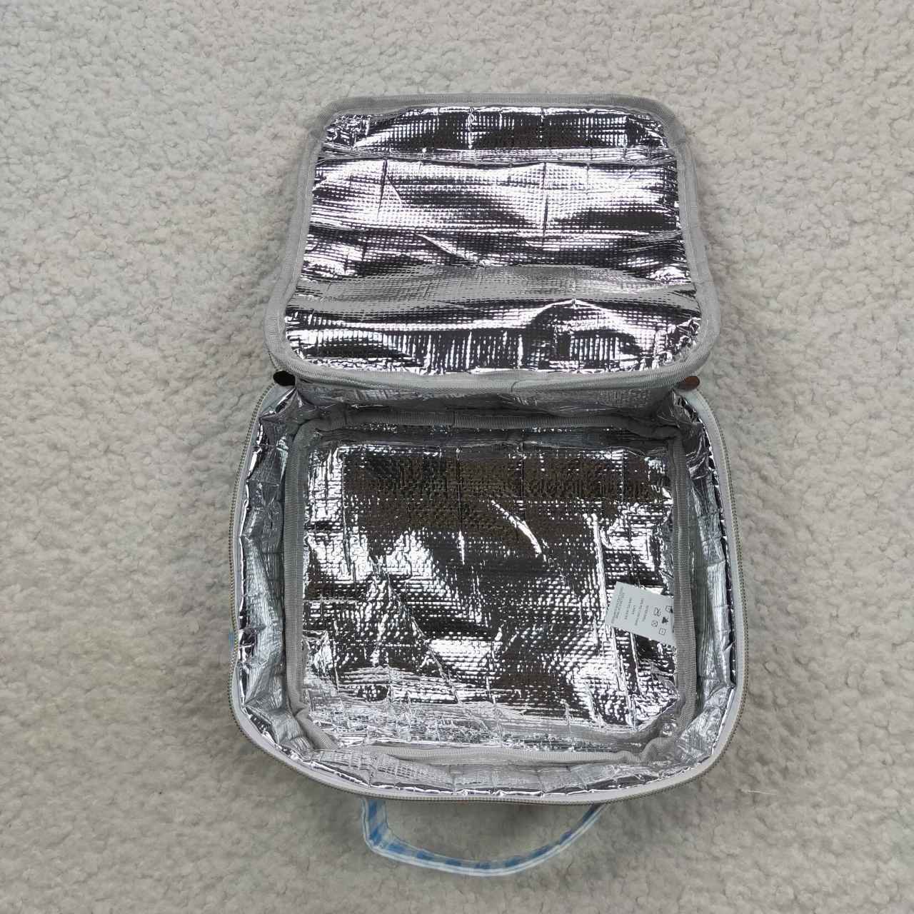 BA0089 Blue Plaid Print Lunchboxes Food Bag Bagpack