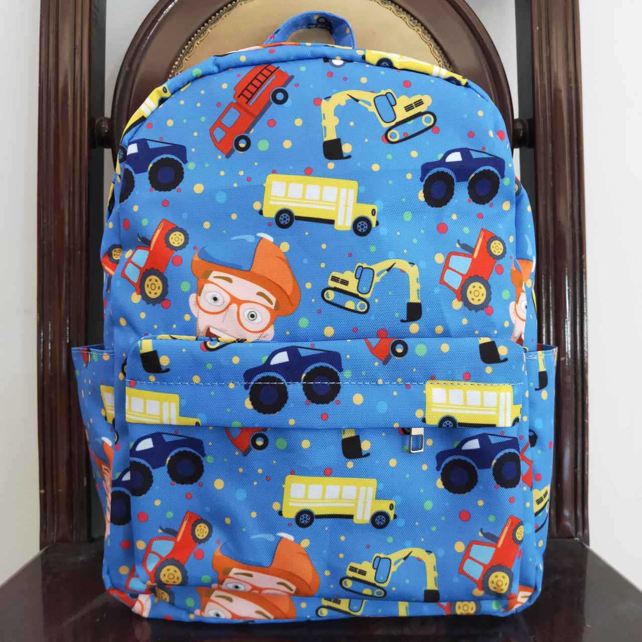 BA0090 Blue Truck Print Little Bag Bagpack