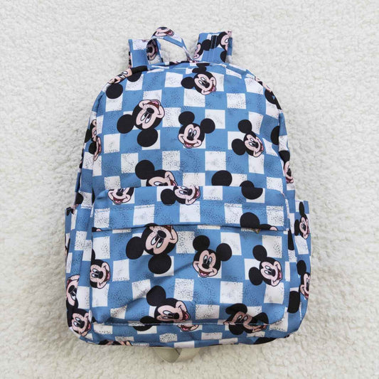 BA0091 Blue Plaid M Cartoon Print Little Bag Bagpack