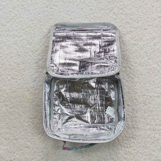 BA0095 Pink Blue Highland Cow Print Lunchboxes Food Bag Bagpack