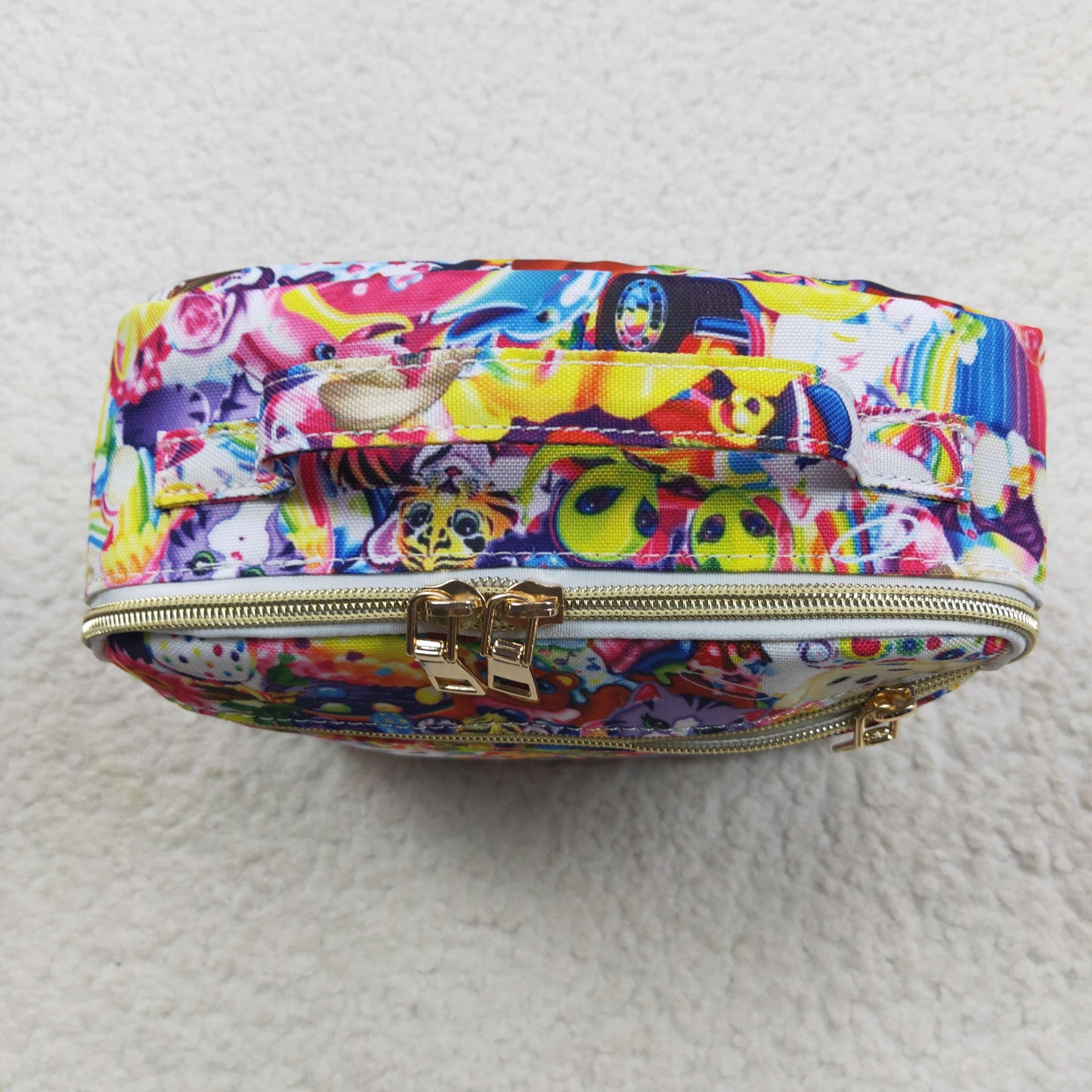 BA0096 Pink Purple Unicorn Tiger Print Lunchboxes Food Bag Bagpack