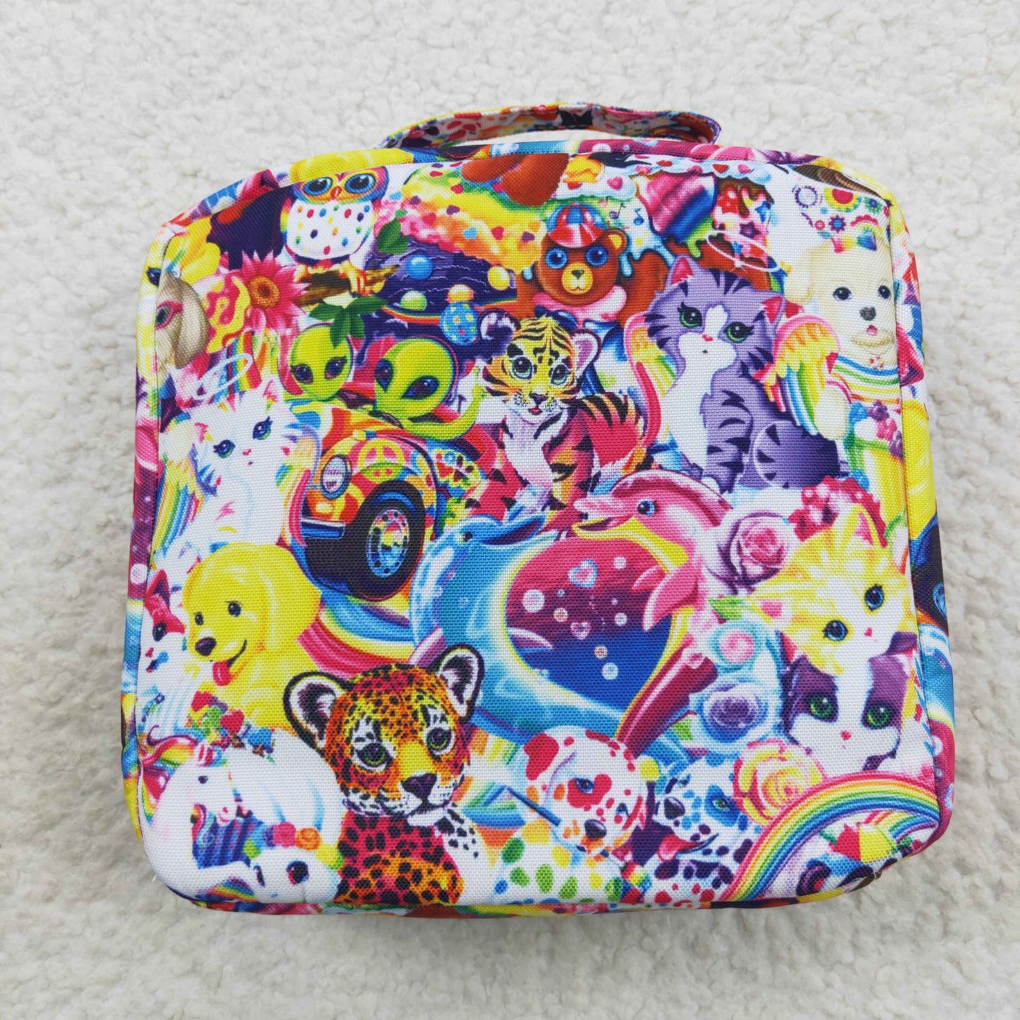 BA0096 Pink Purple Unicorn Tiger Print Lunchboxes Food Bag Bagpack