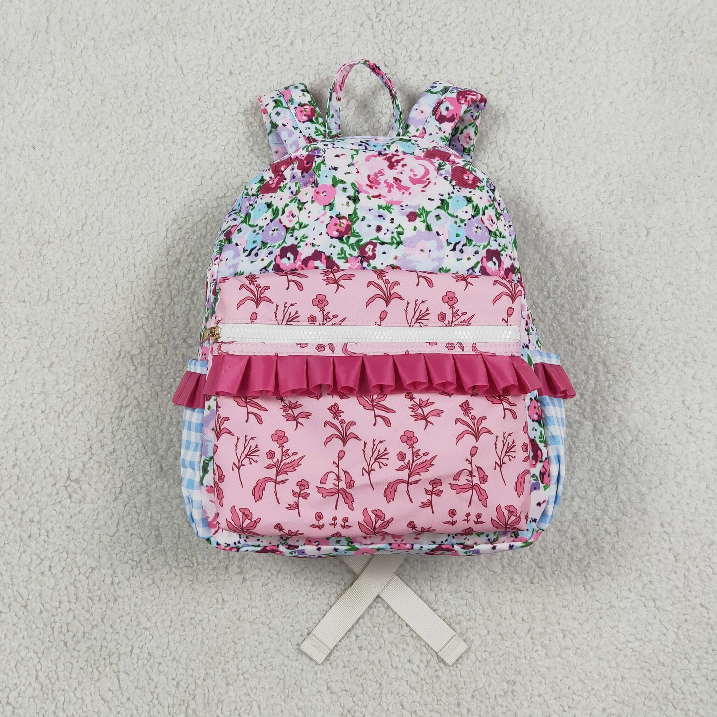 BA0099 Floral Print Rose Red Ruffle Bag Backpack 202608 RTS