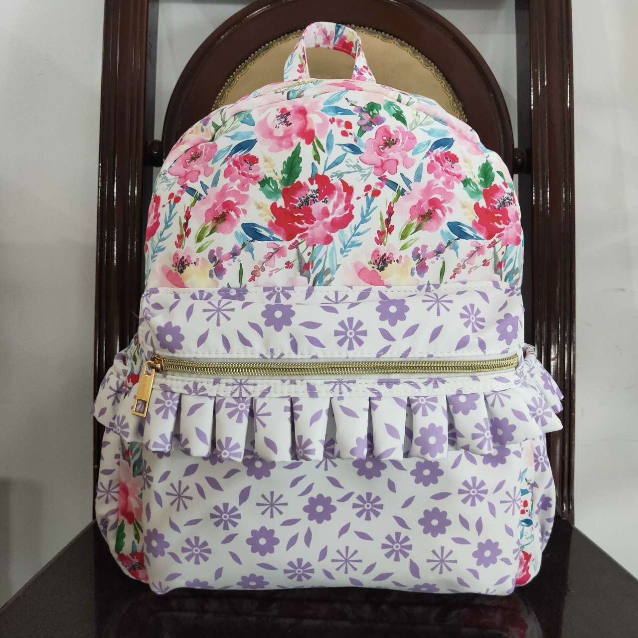 BA0101 Purple Pink Print Little Bag Bagpack 4.3*10.4*13.4 inches