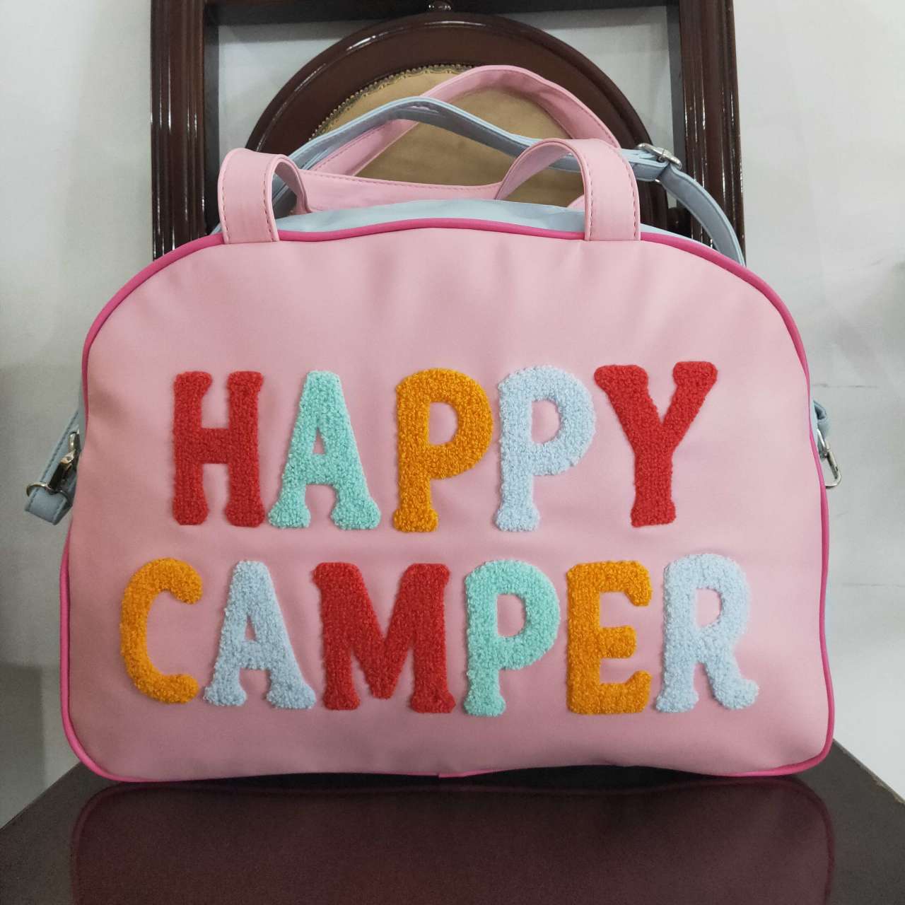 BA0105 Pink Happy Camper Print Bag Bagpack