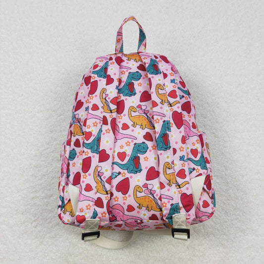 BA0154 Valentine Love Pink Dinosaur Print Little Bag Bagpack