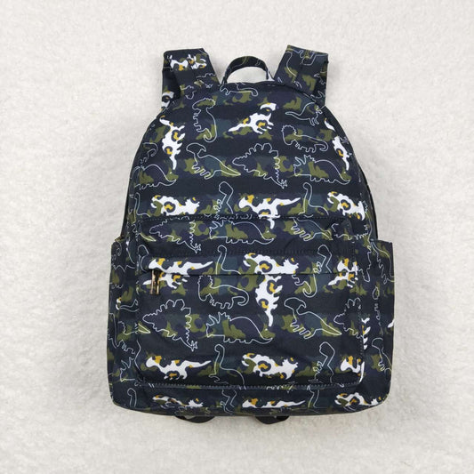 BA0155 Black Green Dinosaur Print Little Bag Bagpack