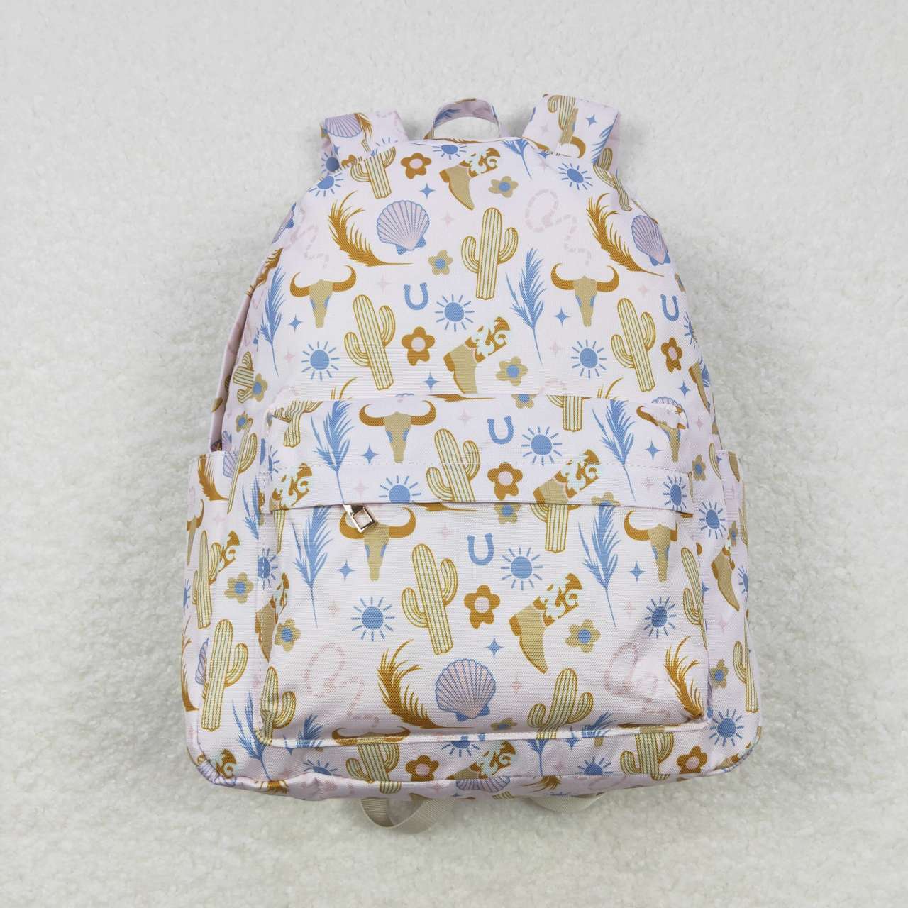 BA0156 Yellow Cactus Cow Western Print Little Bag Bagpack