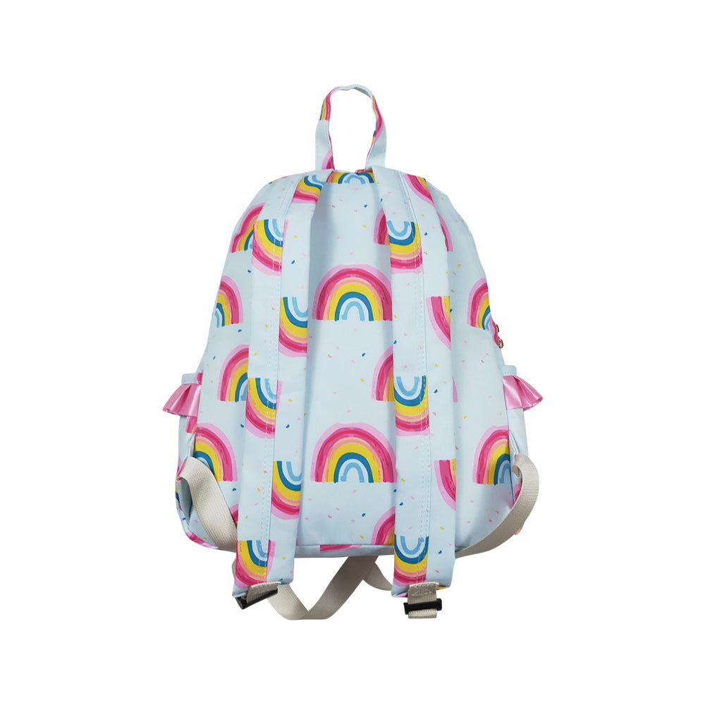 BA0167 Blue Pink Ruffle Rainbow Backpack Girls school bags western boutique 4*10*13.9 inches RTS 202501
