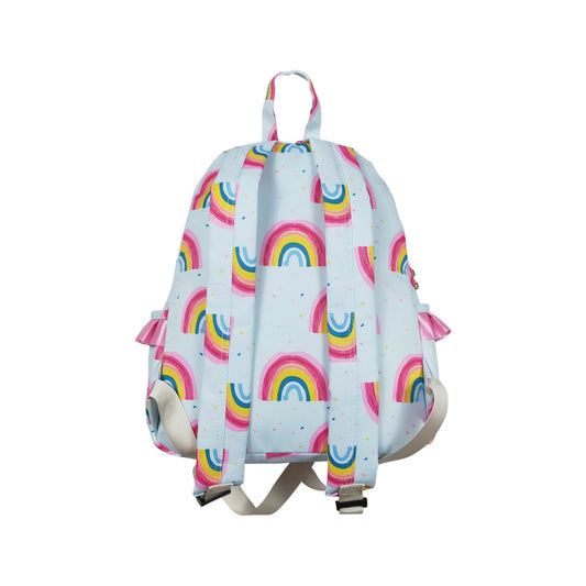 BA0167 Blue Pink Ruffle Rainbow Backpack Girls school bags western boutique 4*10*13.9 inches RTS 202501
