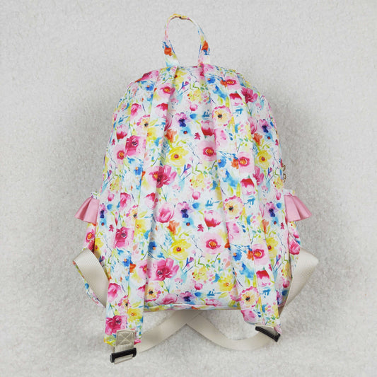 BA0174 Pink Ruffle Flower Backpack PU leather 5*13.5*17 inches bag 20240401 RTS