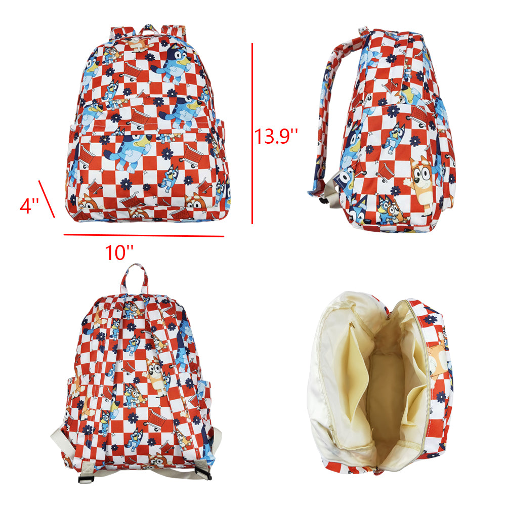 BA0179 Red checkerboard Backpack western boutique cartoon pattern 4*10*13.9 inches RTS 202412
