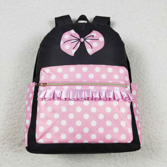 BA0183 Polka dot powder black backpack high quality wholesale set primary school bags backpack for kid school