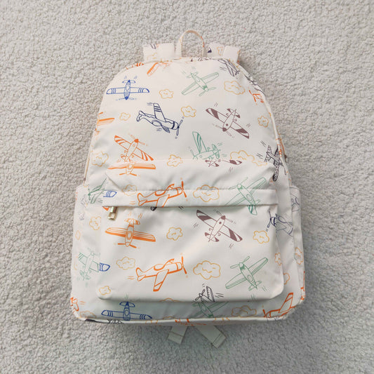 BA0220 Airplane Print Beige Backpack 5*13.5*17 inches bag 202607 RTS