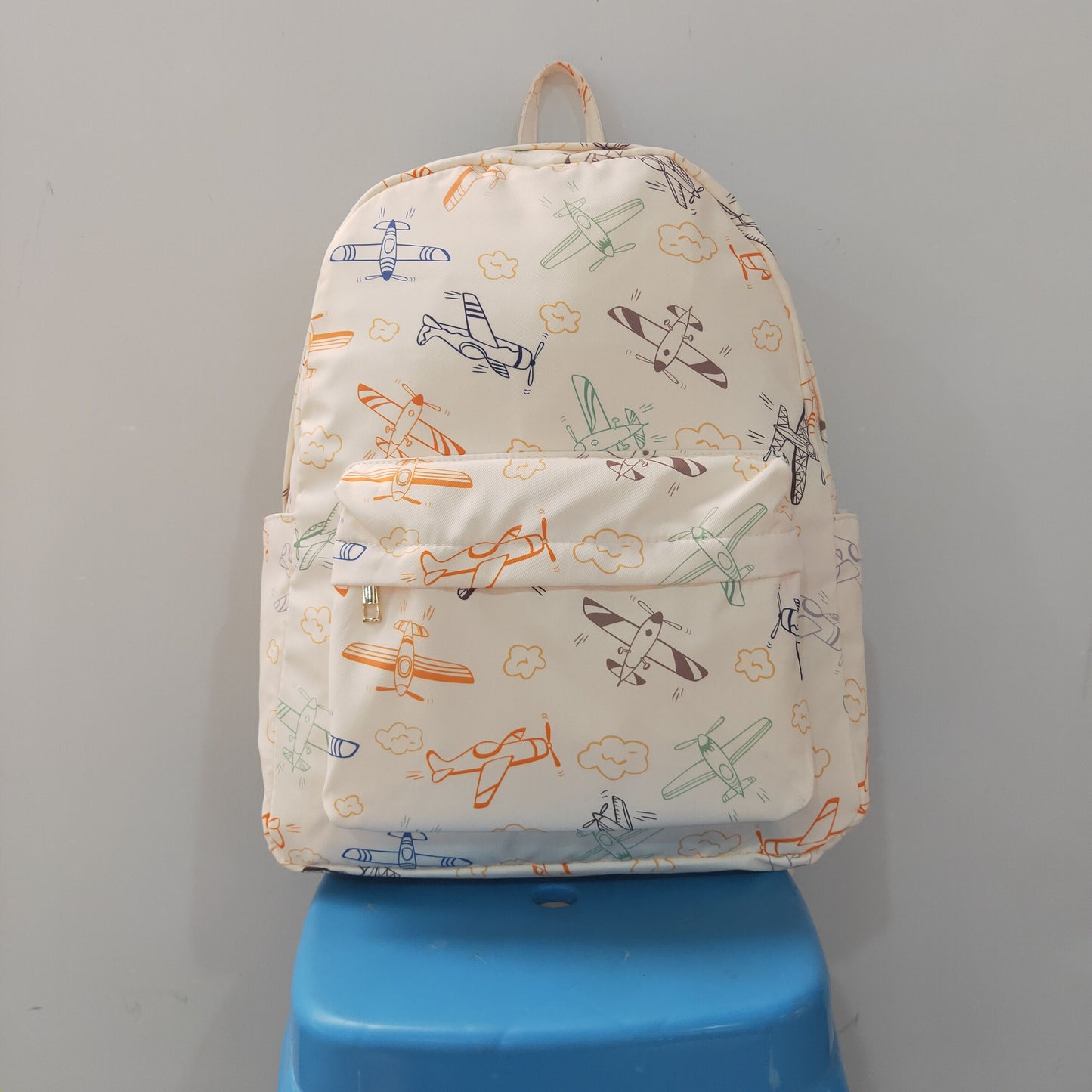BA0220 Airplane Print Beige Backpack 5*13.5*17 inches bag 202607 RTS