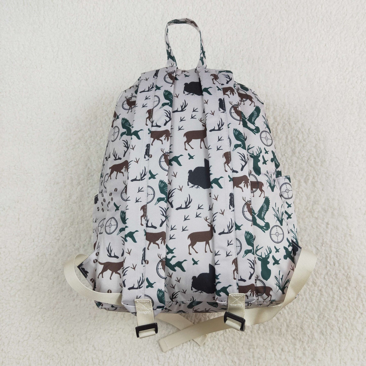 BA0231 Deer Duck Hunting White Backpack PU Leather 5*13.5*17 inches Bag RTS 202509