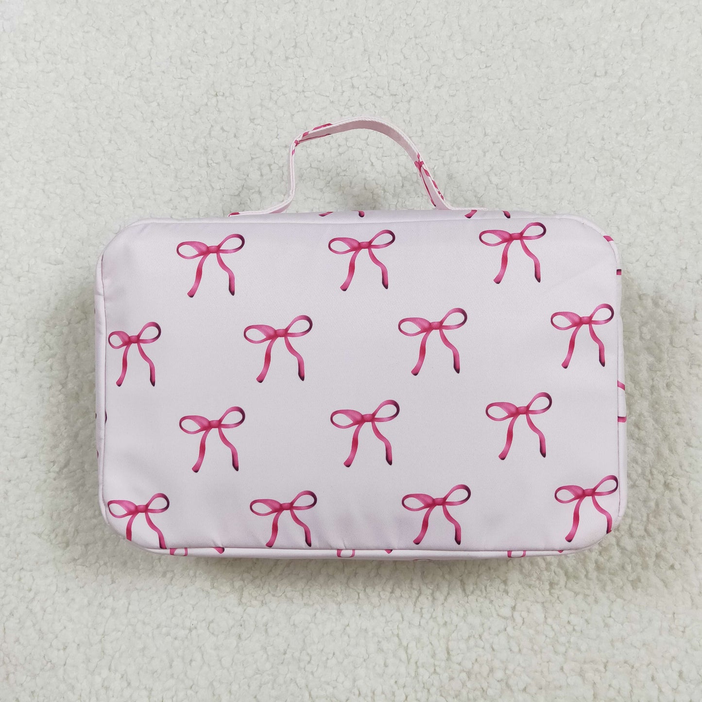 BA0234 Lady Fashion Style Bow-Patterned Pink Dinner Bag Waterproof PU Leather Lunch Box Shoulder Bag No MOQ