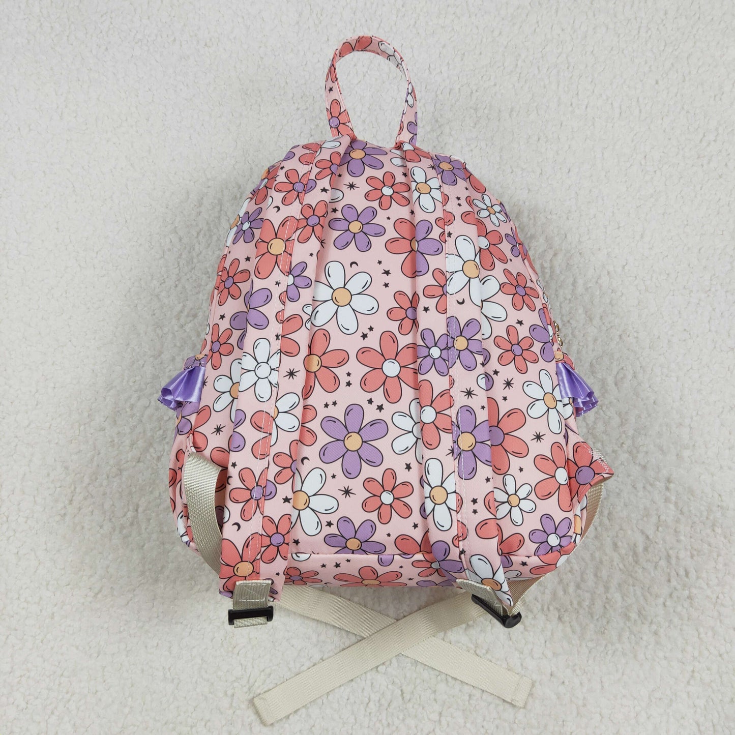 BA0240 Pink Purple Flower Ruffle Backpack western boutique PU leather 5*13.5*17 inches bag 202504 RTS