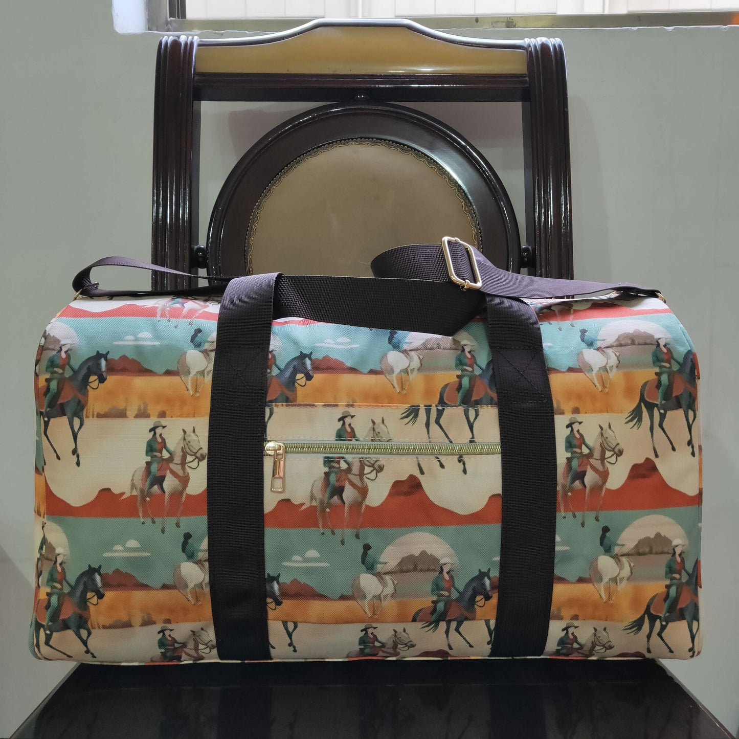BA0265 Horseback riding desert rice green gym bag 7.87*18.5*10.63 inches 202503 RTS