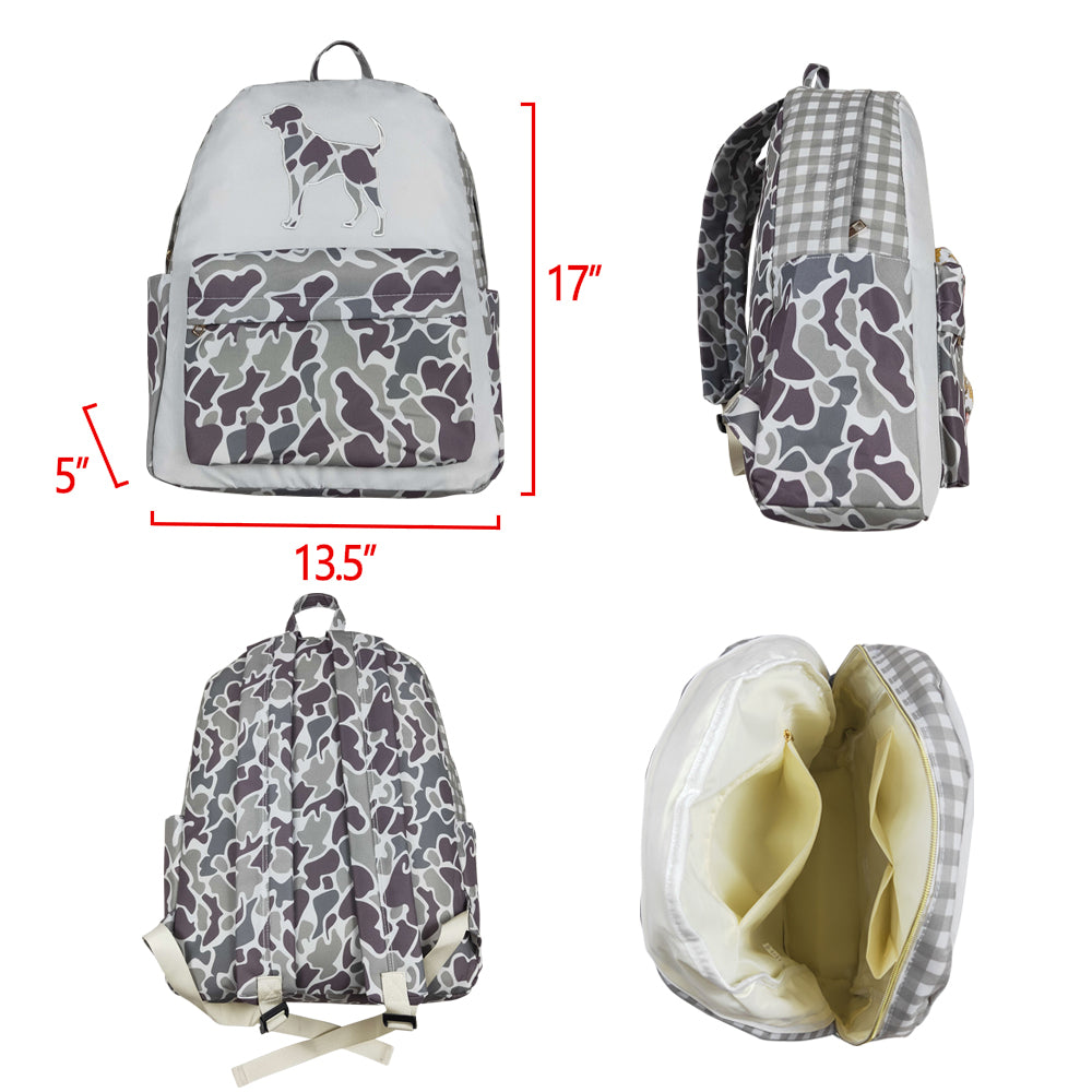 BA0268 high quality dog camo grey backpack RTS Ship from US Local Warehouse
