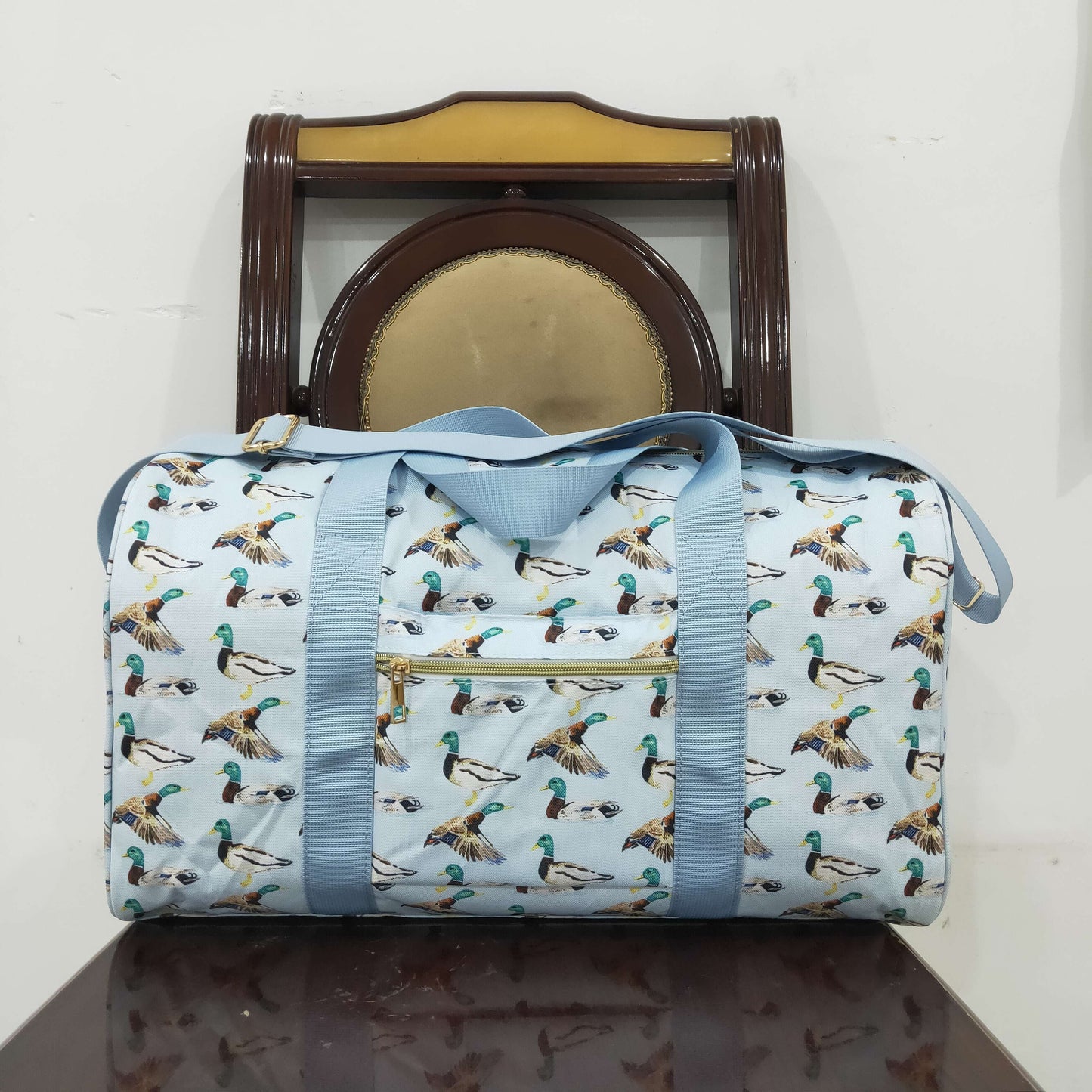 BA0275 Duck Hunting Handbag Blue Luggage Bag 7.87*18.5*10.63 inches