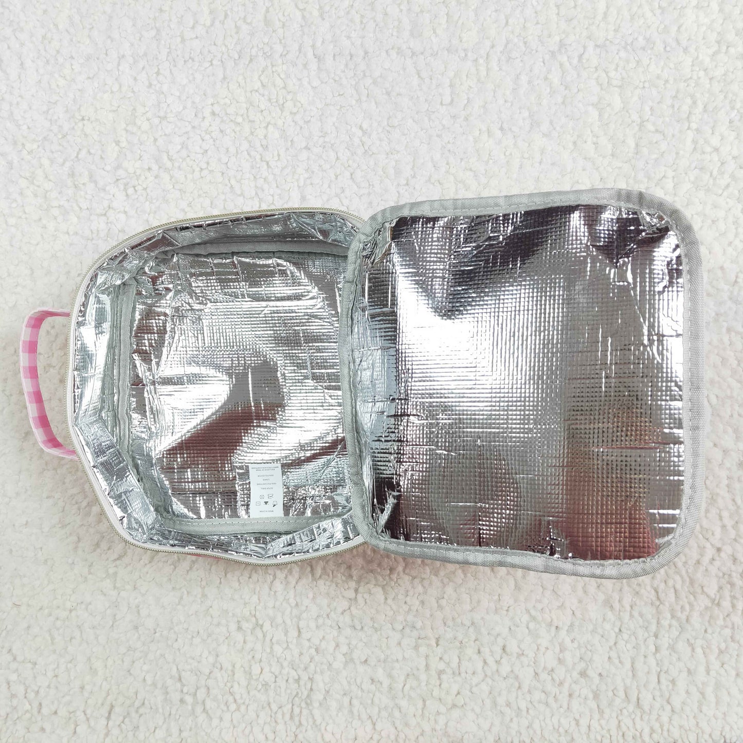 BA0283 Pink Plaid Ruffle Lunch boxes Food Bag 3.5*8.5*8.5 inches