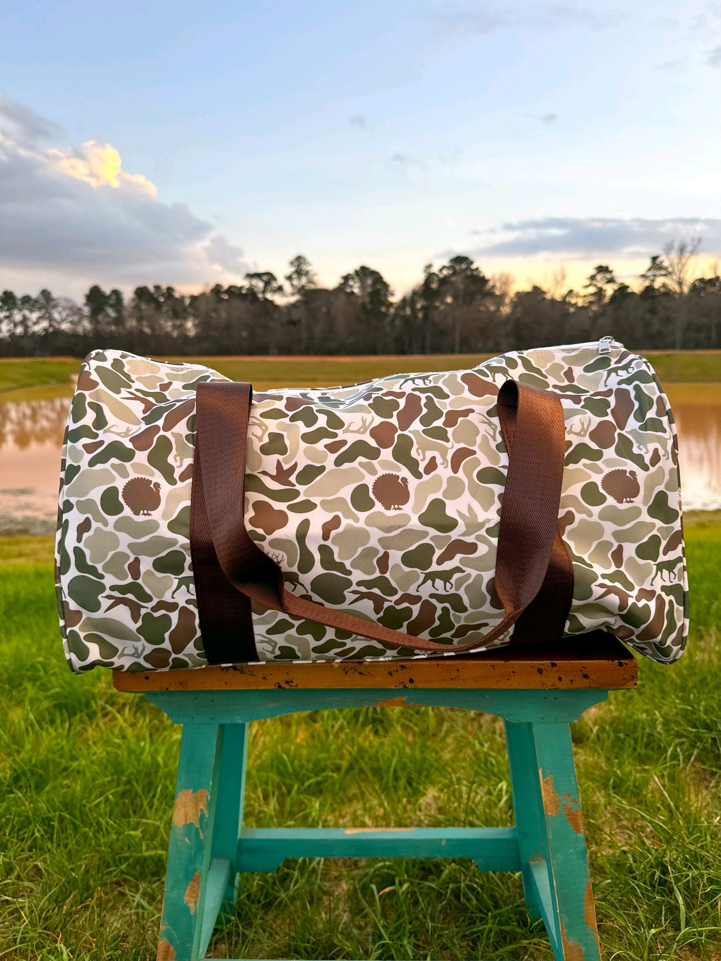 BA0287 Deer Hunting Green Brown Camouflage Boutique Travel Bag handbag 7.9*18.5*11.2 inches 202503 RTS