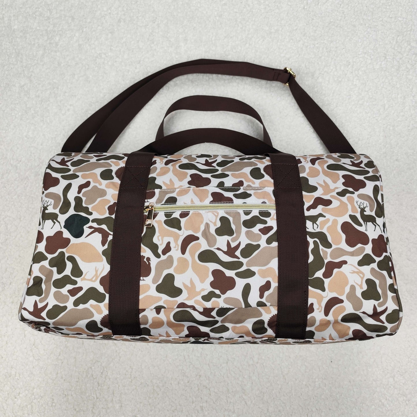 BA0287 Deer Hunting Green Brown Camouflage Boutique Travel Bag handbag 7.9*18.5*11.2 inches 202503 RTS