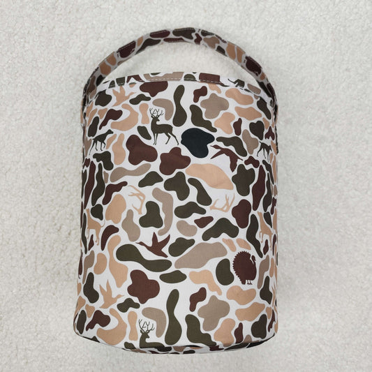 BA0289 Deer Hunting Brown Easter Baskets Green Camouflage handbag 8.8*11*13.3 inches western boutique 202503 RTS