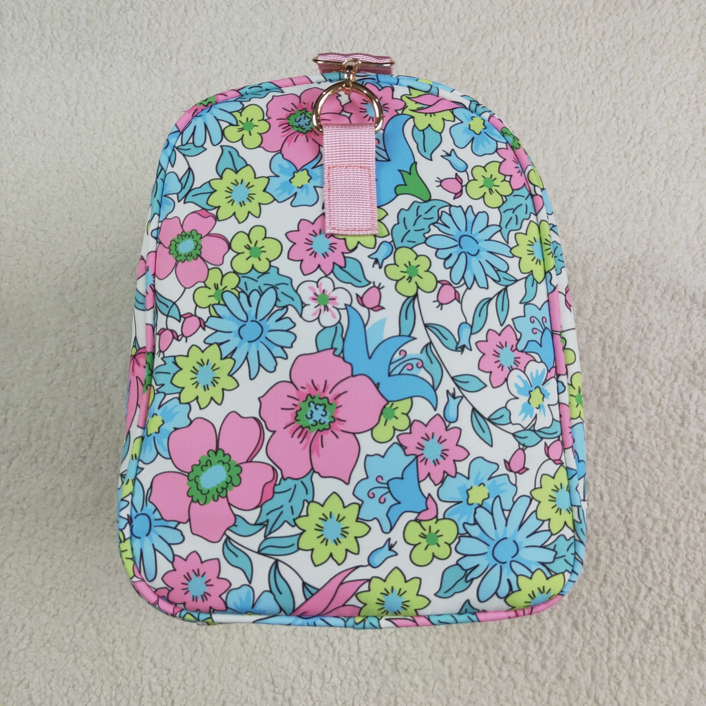 BA0291 Pink Blue ruffle flower Boutique Travel Bag handbag 7.9*18.5*11.2 inches RTS Free Shipping Over 2 KG