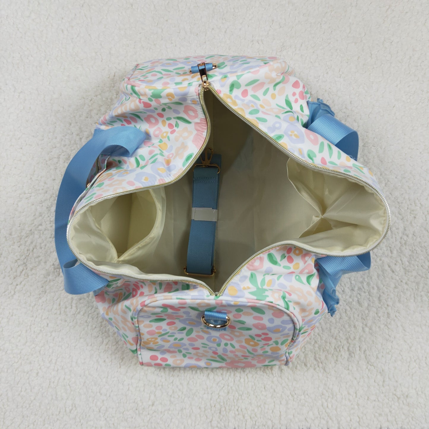 BA0292 Floral Blue ruffle Boutique Travel Bag handbag 7.9*18.5*11.2 inches 202504 RTS