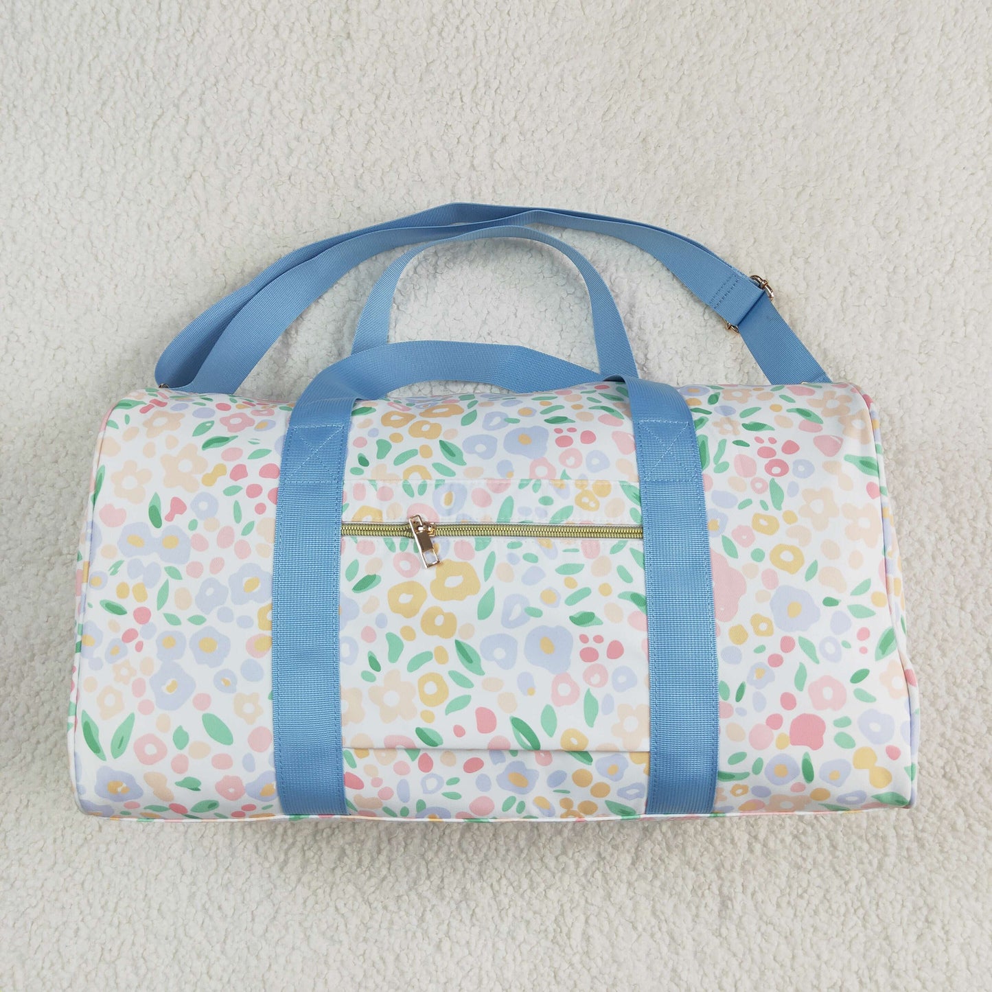 BA0292 Floral Blue ruffle Boutique Travel Bag handbag 7.9*18.5*11.2 inches 202504 RTS