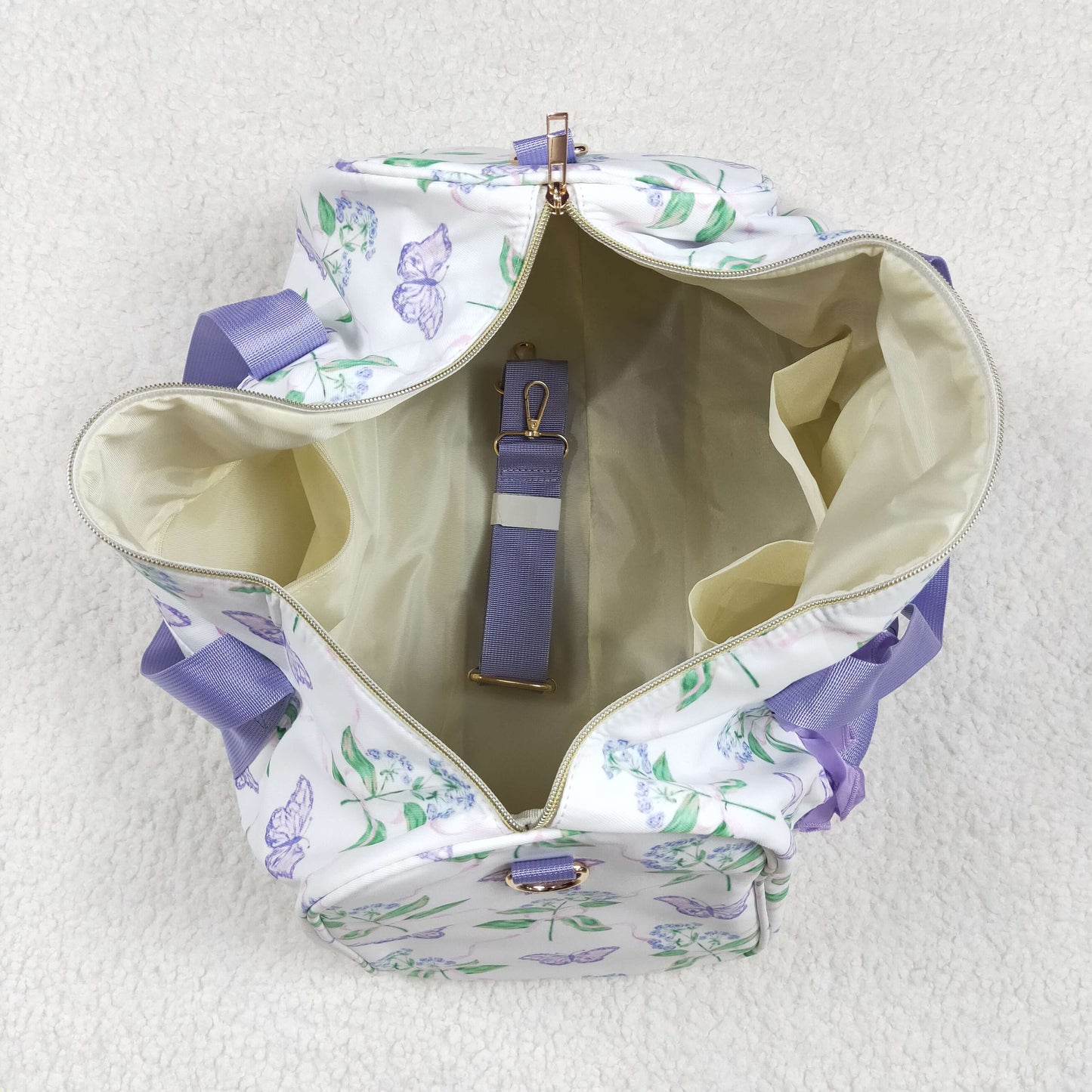 BA0293 Purple green ruffle bows Boutique Travel Bag handbag 7.9*18.5*11.2 inches 202504 RTS