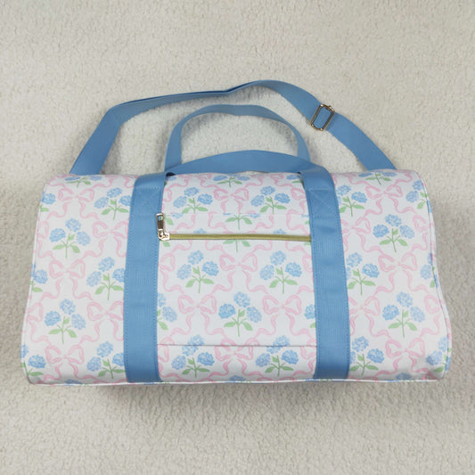BA0294 Blue Pink ruffle bows flower Boutique Travel Bag handbag 7.9*18.5*11.2 inches 202504 RTS