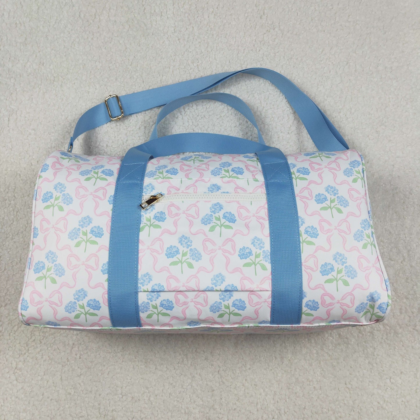 NEW BA0294 Blue Pink ruffle bows flower Boutique Travel Bag handbag 7.9*18.5*11.2 inches 202512 RTS
