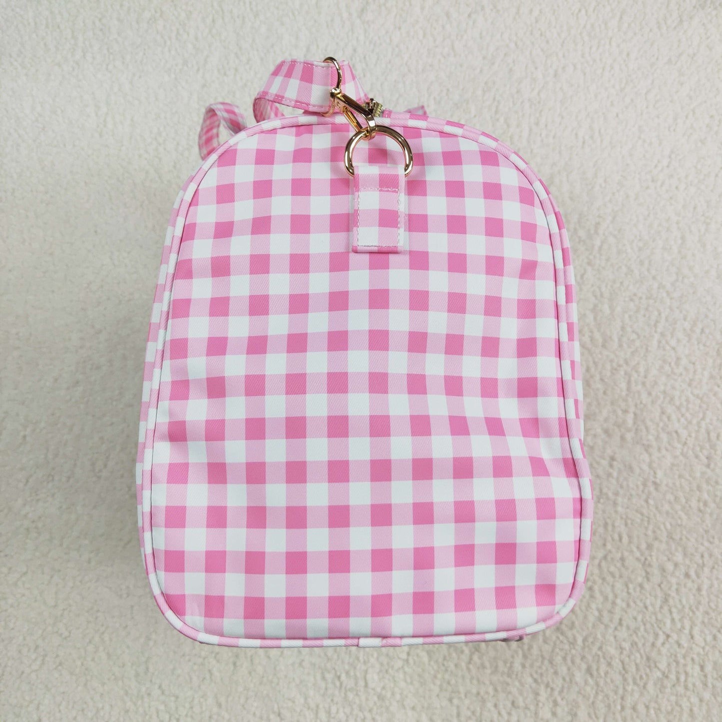 BA0302 Pink Ruffle Plaid Gym Bag Boutique Travel Bag Handbag 7.9*18.5*11.2 inches 202505 RTS