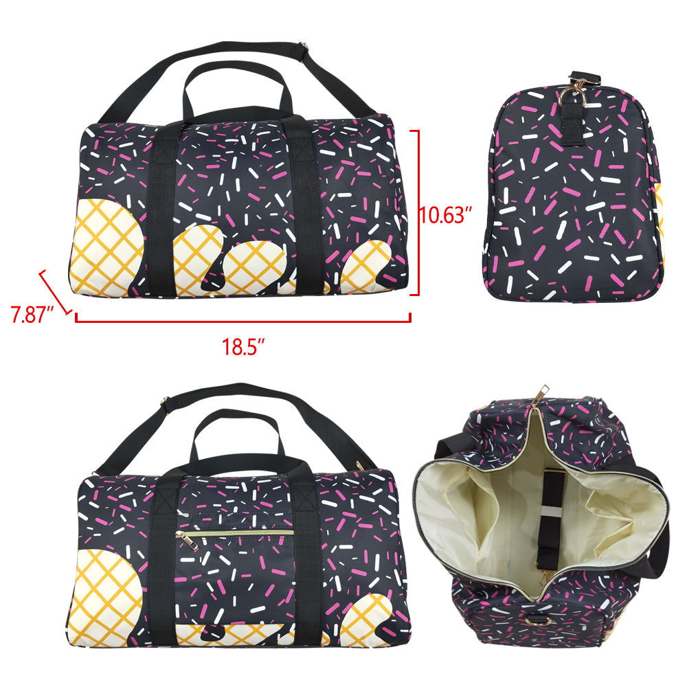 BA0303 Black Fireworks Plaid Boutique Travel Bag handbag 7.9*18.5*11.2 inches RTS Ship from US Local Warehouse