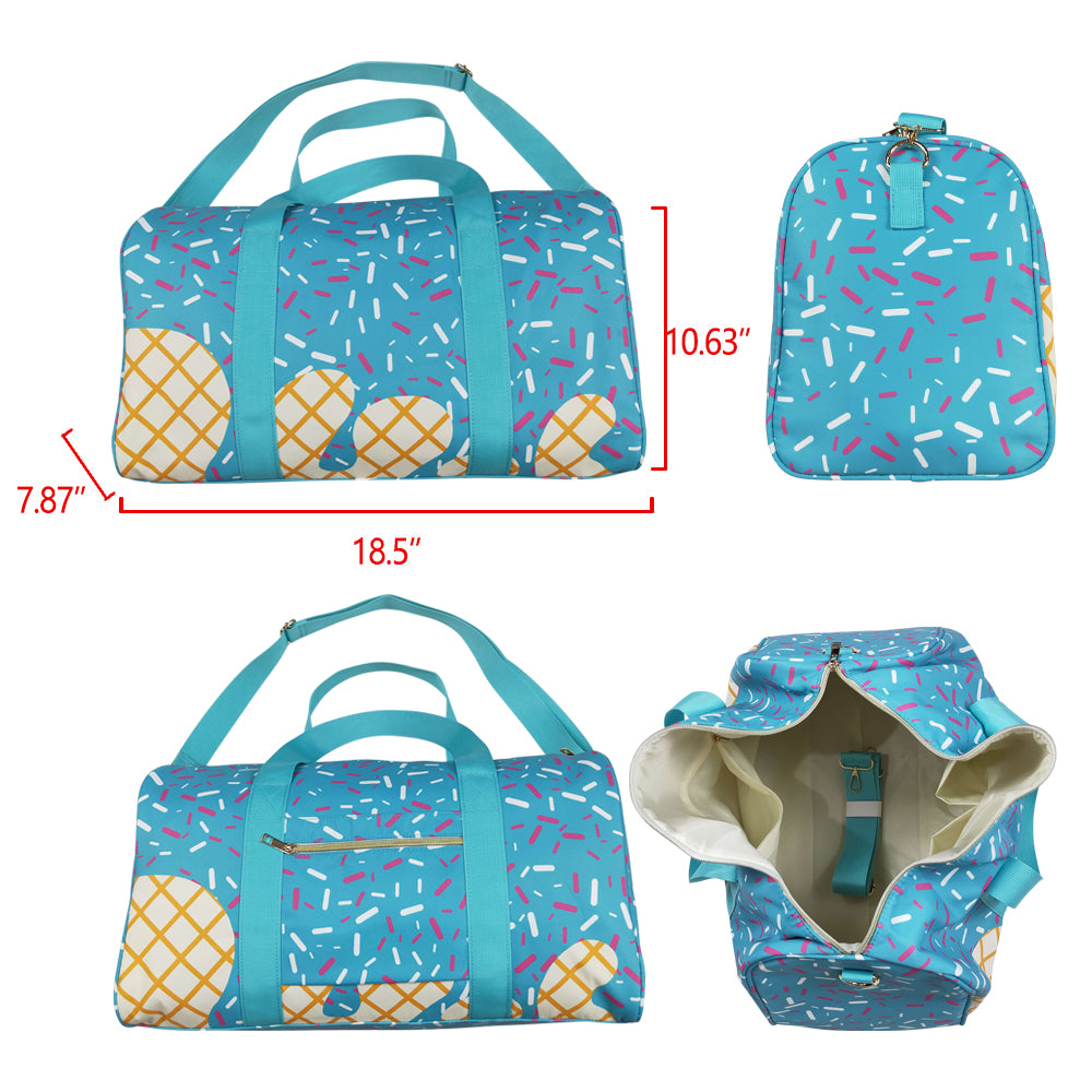 BA0304 Peacock Blue Fireworks Plaid Boutique Travel Bag handbag 7.9*18.5*11.2 inches RTS Ship from US Local Warehouse