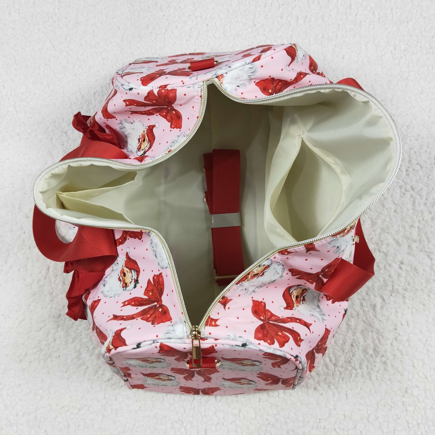 BA0306 Merry Christmas Red Bows Ruffle Boutique Travel Bag handbag 7.9*18.5*11.2 inches 202507 RTS