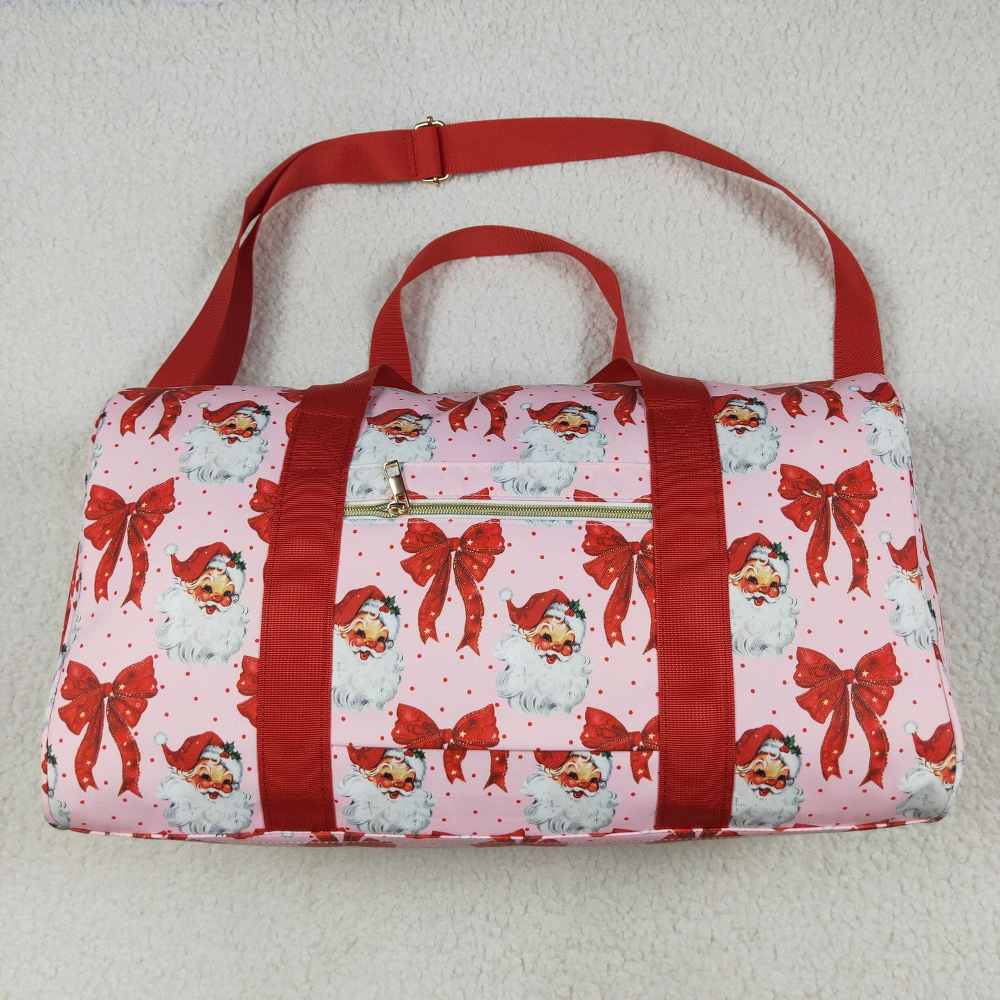 BA0306 Merry Christmas Red Bows Ruffle Boutique Travel Bag handbag 7.9*18.5*11.2 inches 202507 RTS